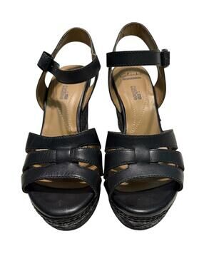 Clarks Black Zia Noble Ankle Strap Wedge Sandal, Size 7.5